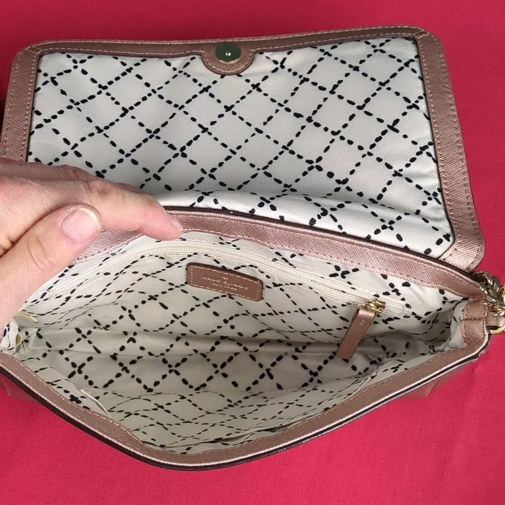 Kate Spade Greer Laurel Way Crossbody Bag Rose Gold Saffiano Leather - Picture 5 of 15